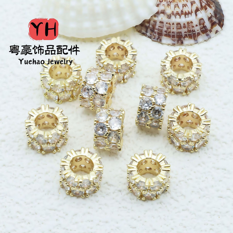 14k Gold-filled Color-preserving Large Hole Double Row Zircon Spacer Beads Beaded Diy