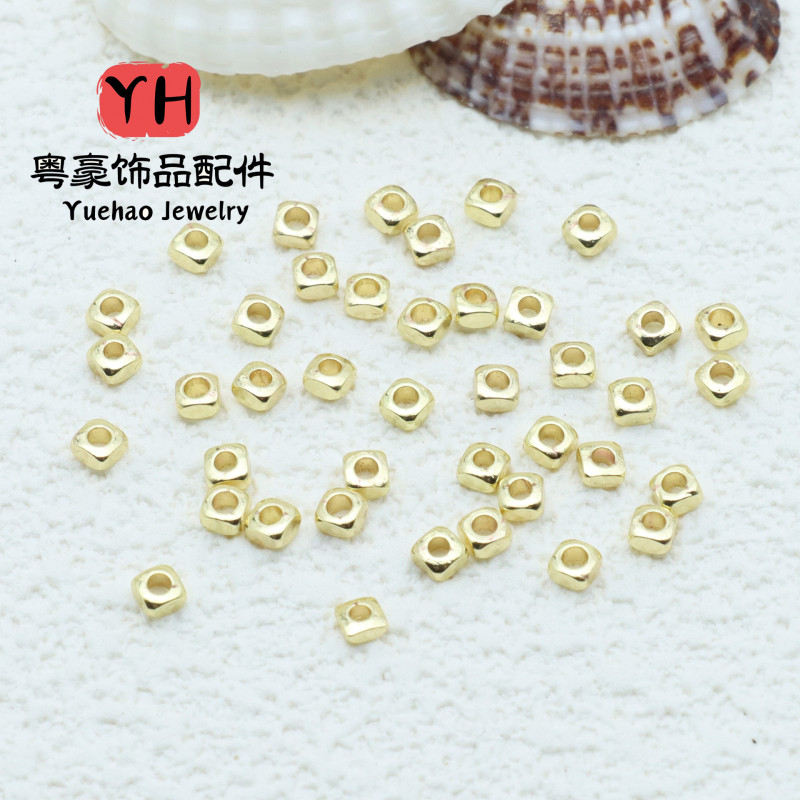 Copper Electroplating Real Gold 18k Gold-covered Color-preserving Square Spacer Diy