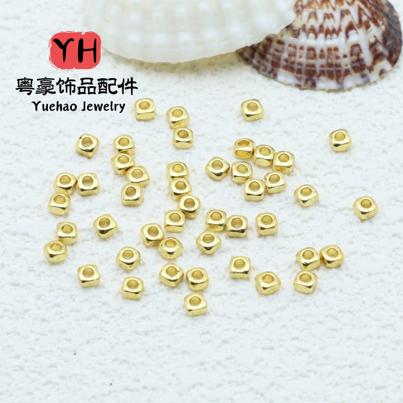 Copper Electroplating Real Gold 18k Gold-covered Color-preserving Square Spacer Diy