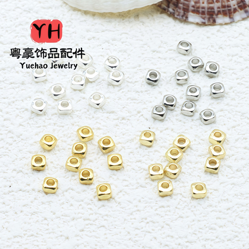Copper Electroplating Real Gold 18k Gold-covered Color-preserving Square Spacer Diy