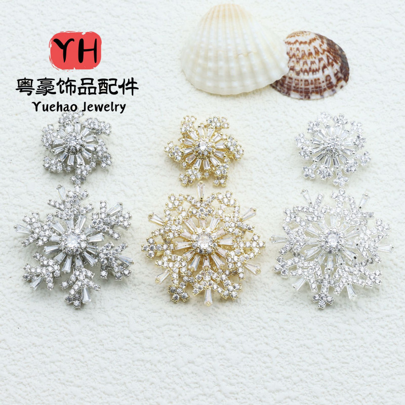 Shi Lai Run Double Layer Snowflake Rotating Full Zircon Large Flower Crystal Diy Bracelet