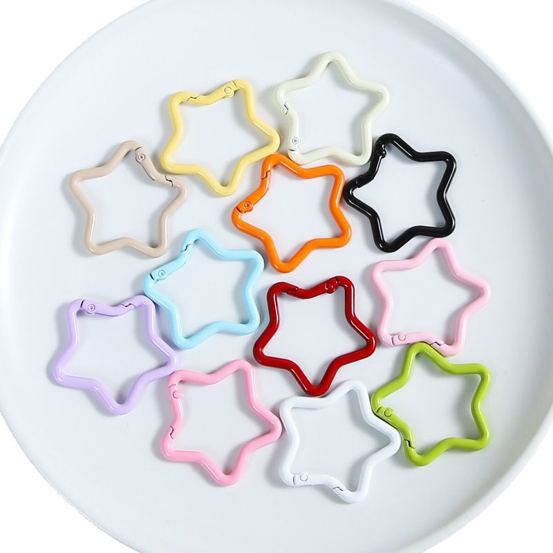 Metal Painted Colorful Five-pointed Star Spring Buckle Jewelry Accessories Handmade Diy