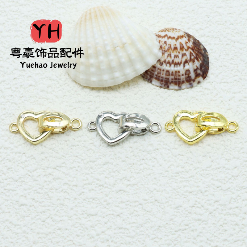 14k Gold-filled Color-protected Heart-shaped Bracelet Connecting Buckle Love Round Pearl