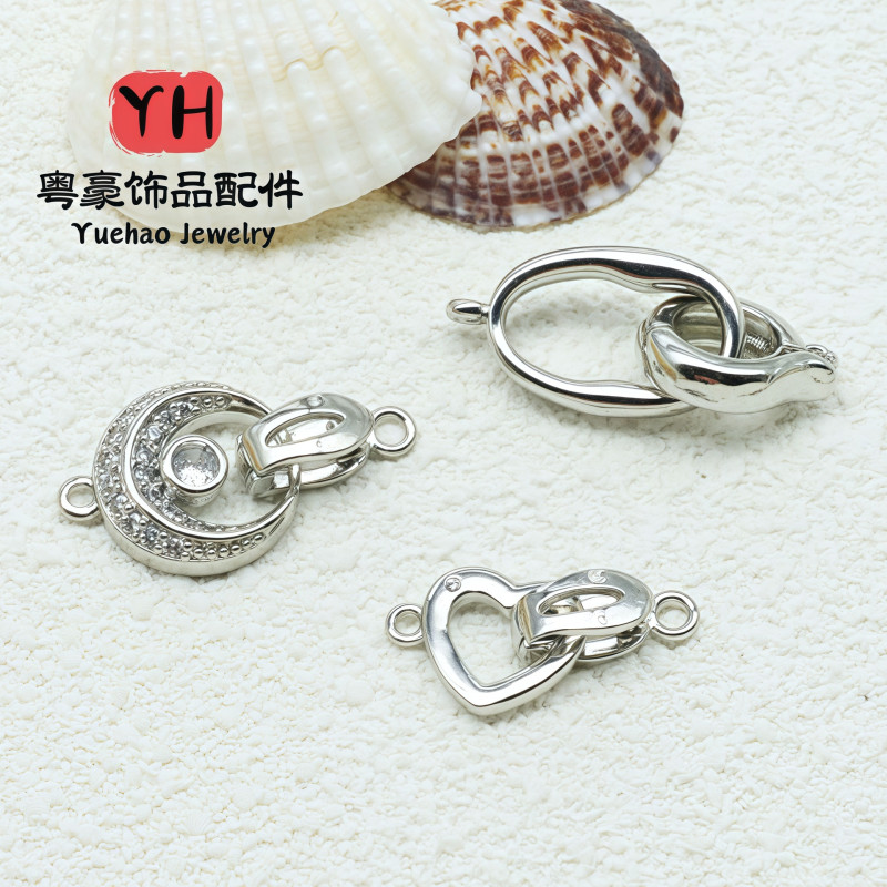 14k Gold-filled Color-protected Heart-shaped Bracelet Connecting Buckle Love Round Pearl