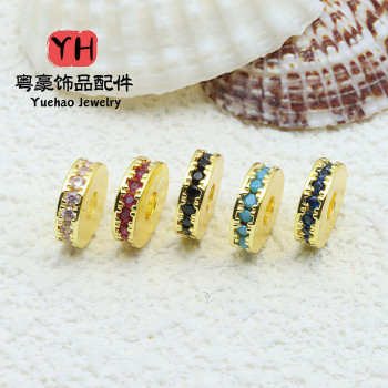 18k Gold-filled Color-preserving Micro-paved Zircon Beads Spacer Wrapped Card Bead Ring