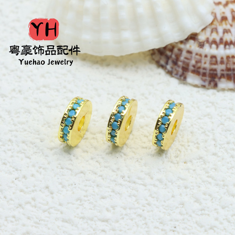 18k Gold-filled Color-preserving Micro-paved Zircon Beads Spacer Wrapped Card Bead Ring