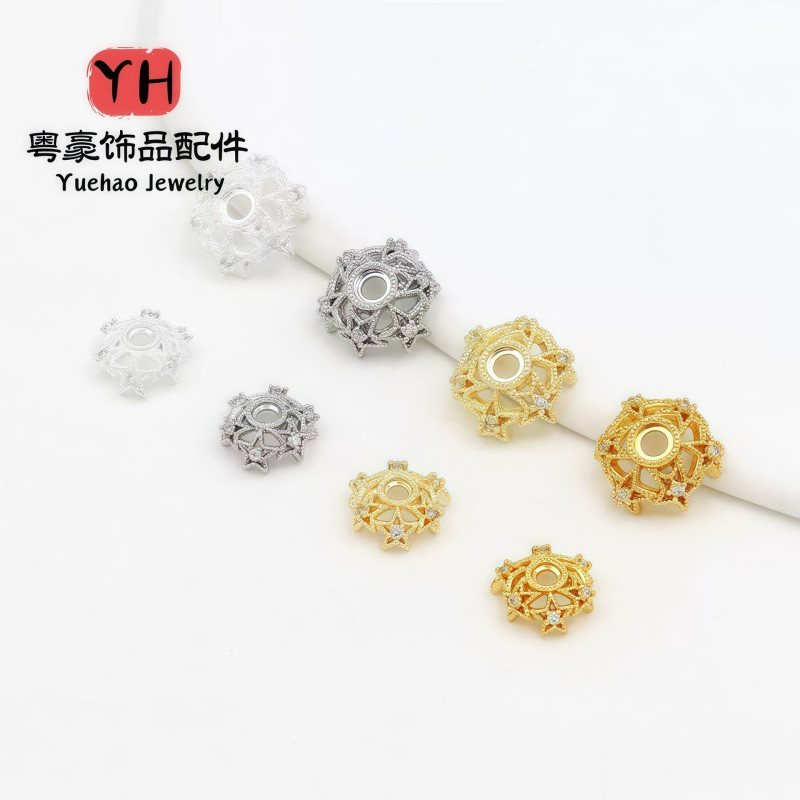 Color-preserving 14k Gold-filled Five-pointed Star Zircon Flower Receptacle Handmade Diy
