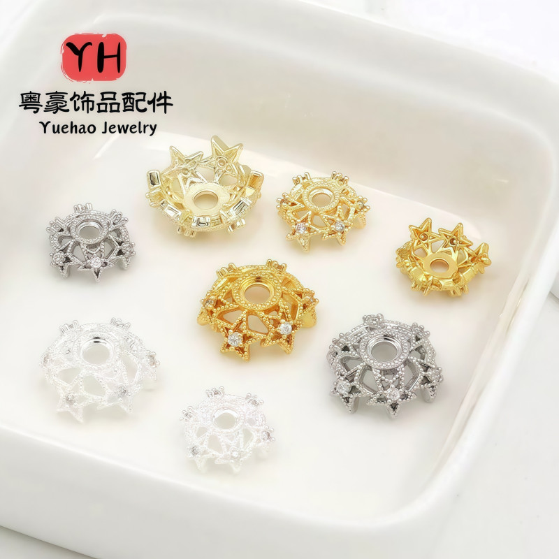 Color-preserving 14k Gold-filled Five-pointed Star Zircon Flower Receptacle Handmade Diy