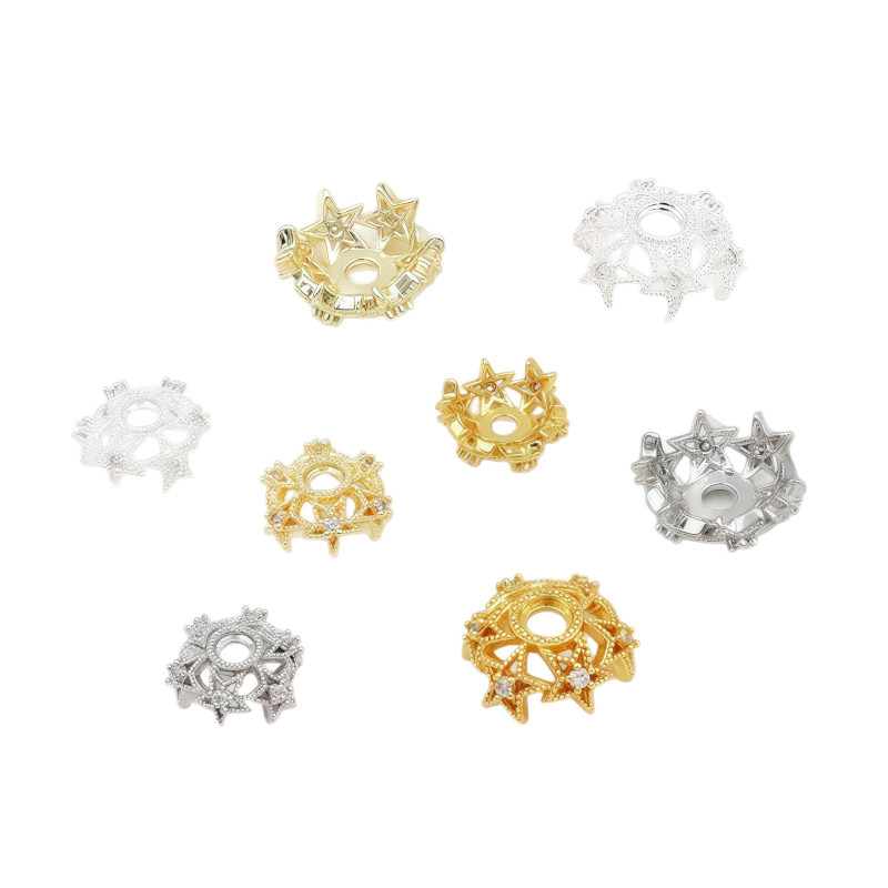 Color-preserving 14k Gold-filled Five-pointed Star Zircon Flower Receptacle Handmade Diy