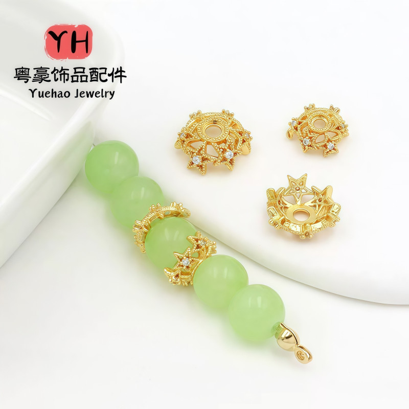 Color-preserving 14k Gold-filled Five-pointed Star Zircon Flower Receptacle Handmade Diy