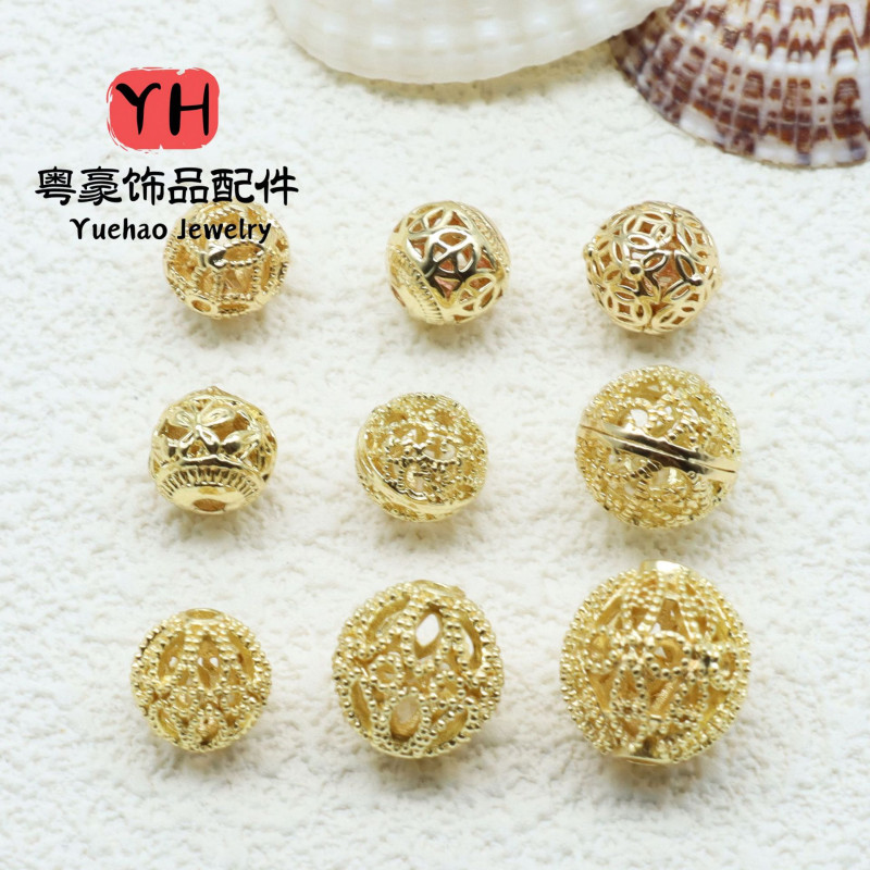 14k Gold-filled Color-protected Hollow Ball Diy Handmade Round Bead Jewelry Accessories