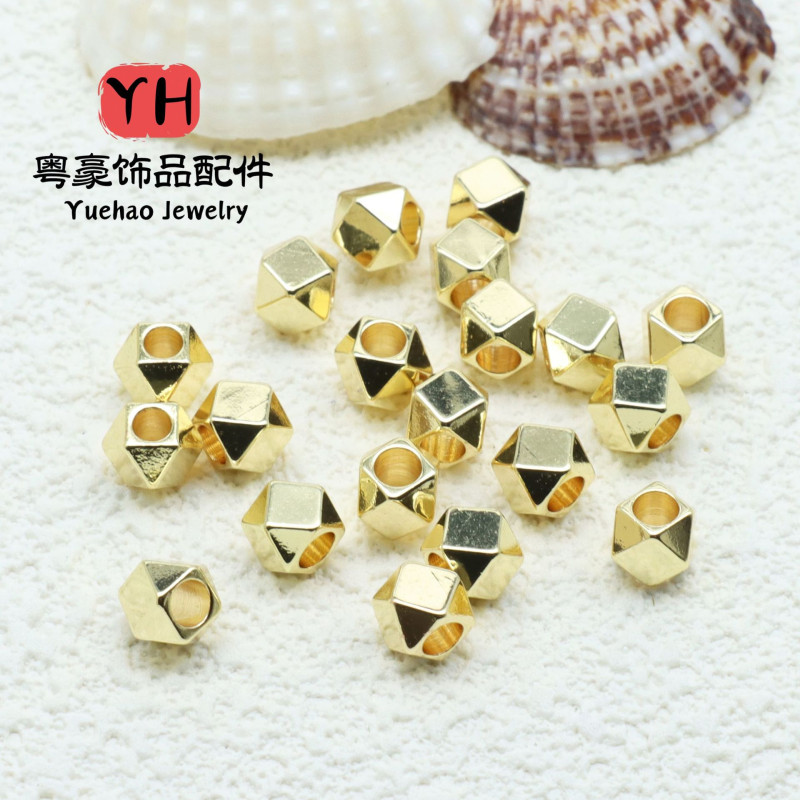 18k Gold-filled Color-preserving Rhombus Beads Geometric Spacer Diy Bracelet Necklace