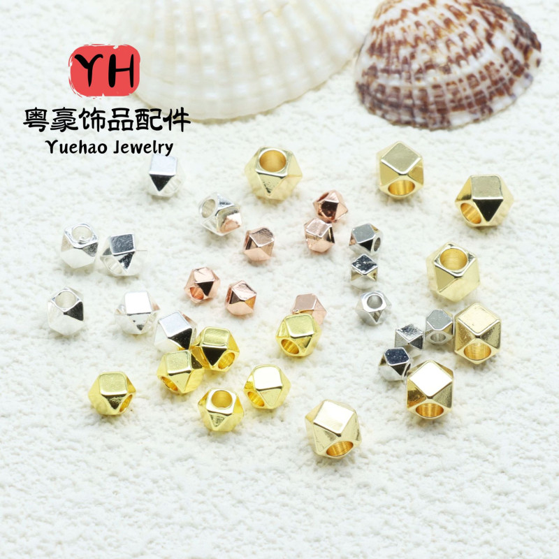 18k Gold-filled Color-preserving Rhombus Beads Geometric Spacer Diy Bracelet Necklace