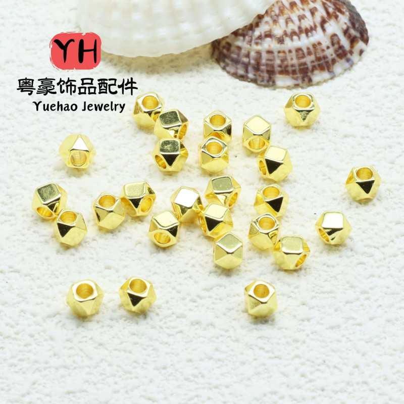 18k Gold-filled Color-preserving Rhombus Beads Geometric Spacer Diy Bracelet Necklace