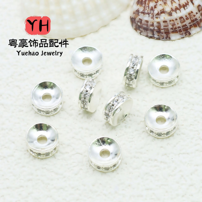 18k Gold Jewelry Copper Micro-paved Zircon Beads Round Spacers Diy Bracelet Necklace