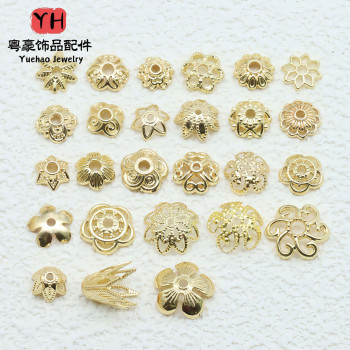 14k Gold-filled Color-protected Tori Flower Hat Spacer Bead Bracelet Diy Accessories Hand