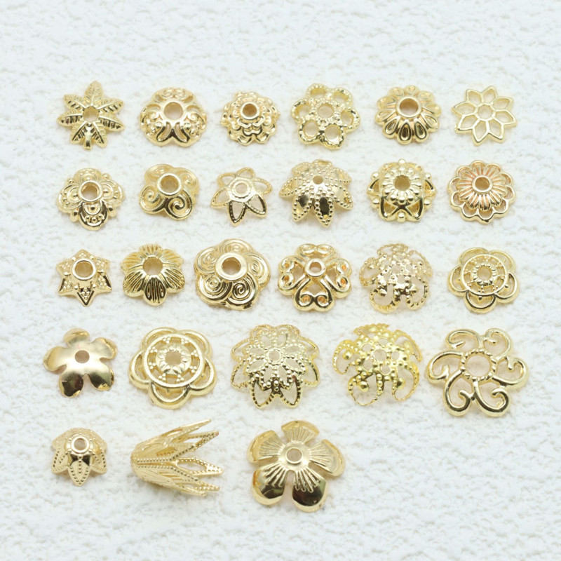 14k Gold-filled Color-protected Tori Flower Hat Spacer Bead Bracelet Diy Accessories Hand
