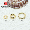 14k Gold-covered and Color-protected Twist Flower Batch Ring with Solid Mouth, Golden