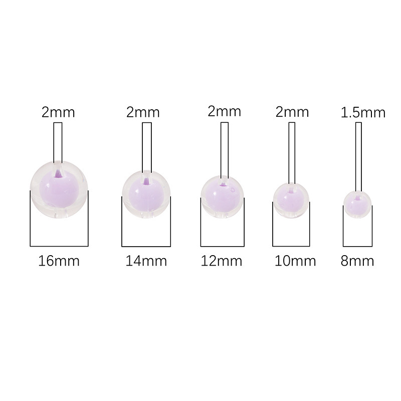 8-16mm Transparent Frosted Color-plated Acrylic Beads, Round Handmade Diy Mobile Phone