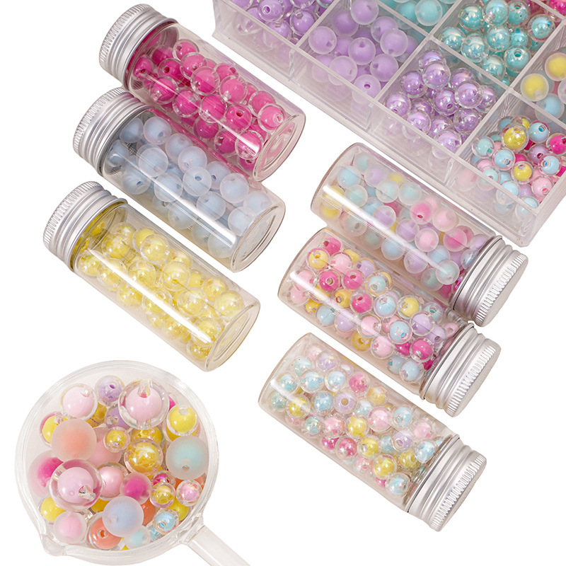 8-16mm Transparent Frosted Color-plated Acrylic Beads, Round Handmade Diy Mobile Phone