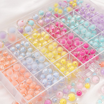 8-16mm Transparent Frosted Color-plated Acrylic Beads, Round Handmade Diy Mobile Phone