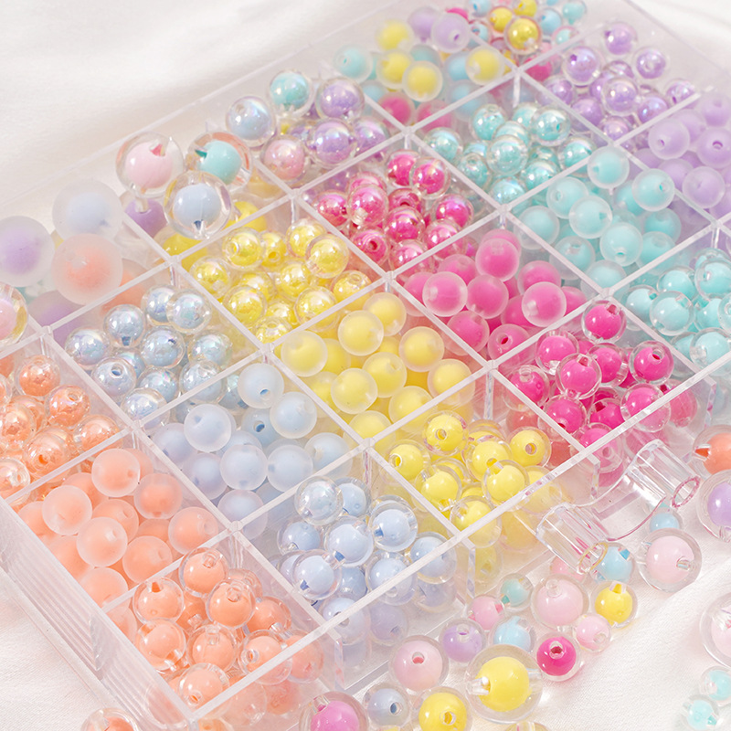 8-16mm Transparent Frosted Color-plated Acrylic Beads, Round Handmade Diy Mobile Phone