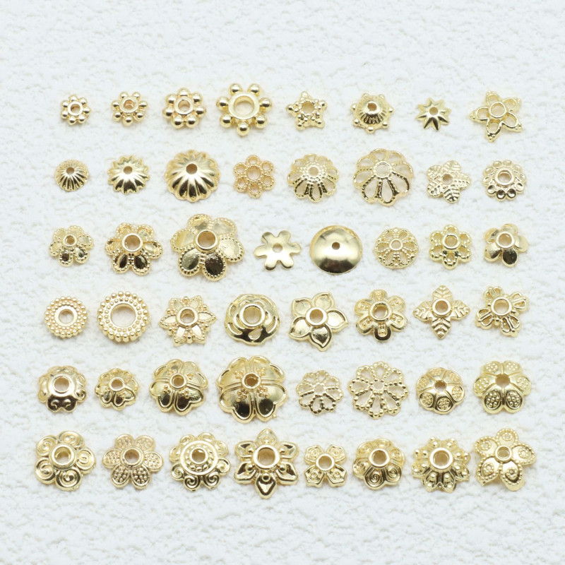 14k/18k Gold Color-preserving Flower Receptacle, Hollow Petals, Diy Bracelet Accessories