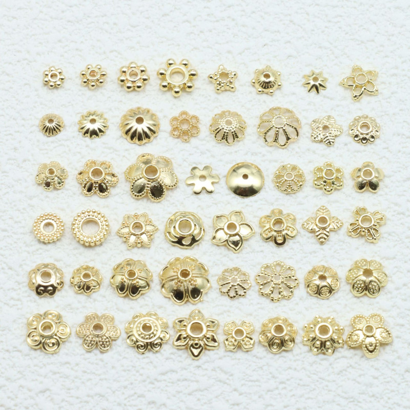 14k/18k Gold Color-preserving Flower Receptacle, Hollow Petals, Diy Bracelet Accessories