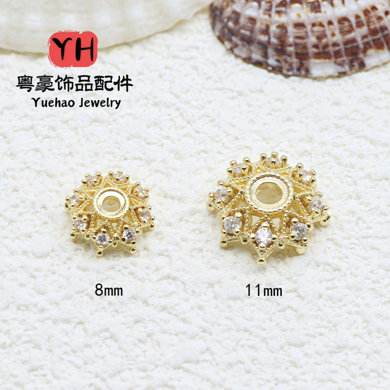 14k Gold-filled Color-preserving Crystal Bracelet, Zircon with Diamonds, Flower Holder