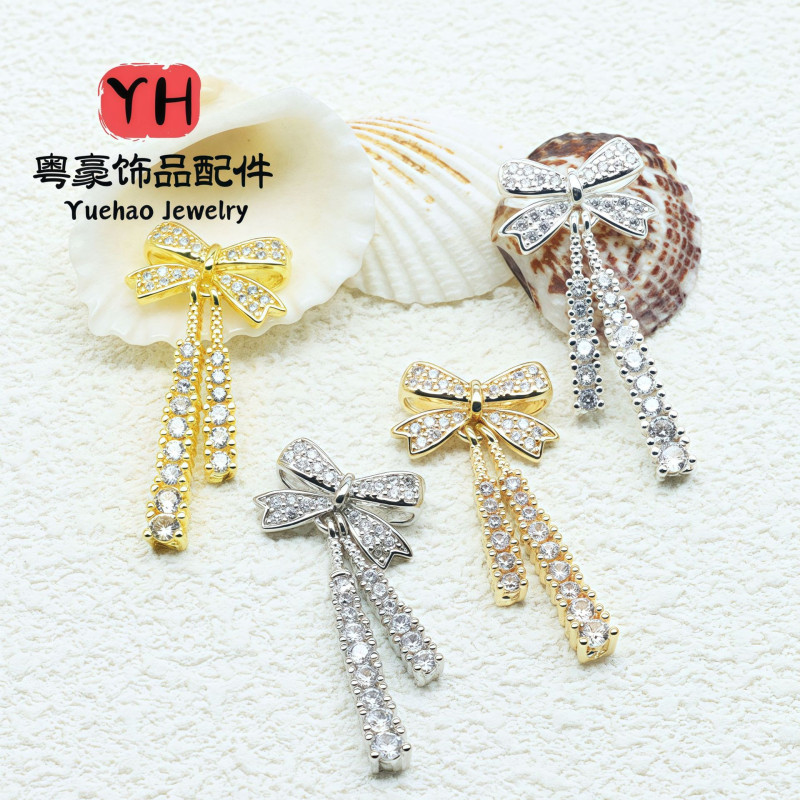 Popular Color-preserving Micro-studded Zircon Bow with Separated Beads and Crystal Diy