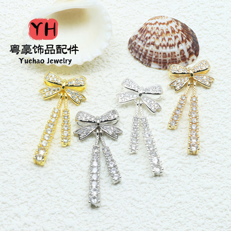 Popular Color-preserving Micro-studded Zircon Bow with Separated Beads and Crystal Diy