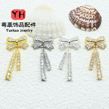Popular Color-preserving Micro-studded Zircon Bow with Separated Beads and Crystal Diy