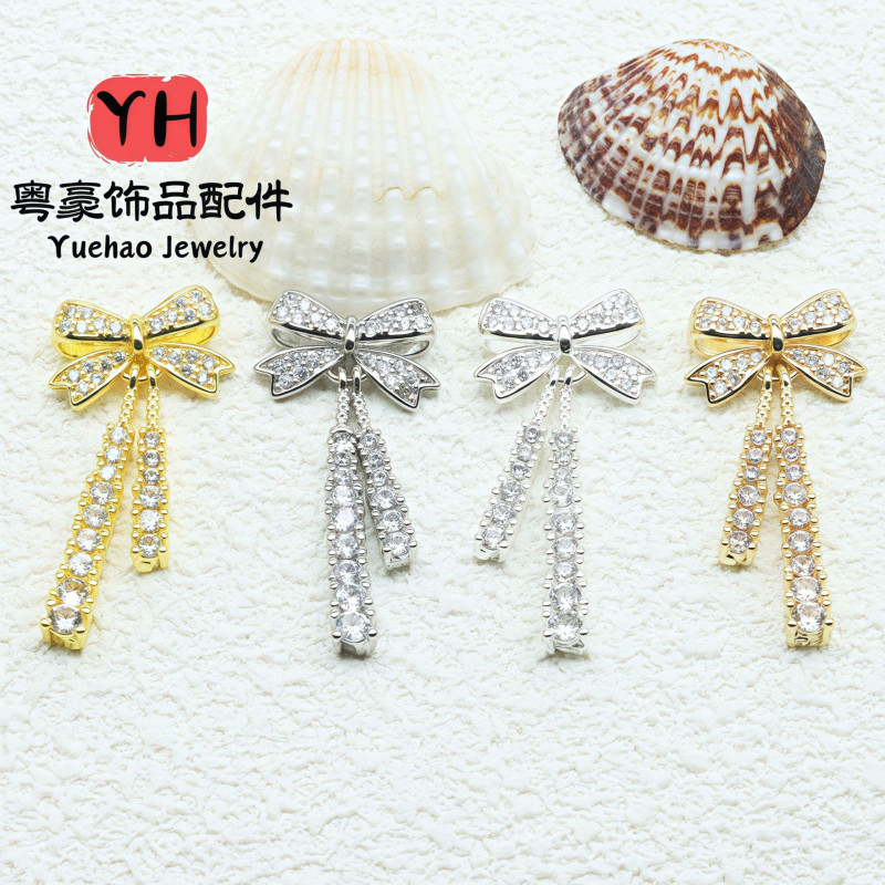 Popular Color-preserving Micro-studded Zircon Bow with Separated Beads and Crystal Diy