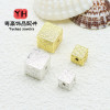 18k Gold-plated Copper High Color Retention Square Beads Hammered Wood Grain Loose Diy