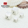 18k Gold-plated Copper High Color Retention Square Beads Hammered Wood Grain Loose Diy