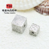 18k Gold-plated Copper High Color Retention Square Beads Hammered Wood Grain Loose Diy