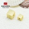 18k Gold-plated Copper High Color Retention Square Beads Hammered Wood Grain Loose Diy