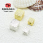 18k Gold-plated Copper High Color Retention Square Beads Hammered Wood Grain Loose Diy
