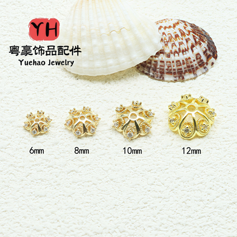 14k Gold-filled Flower Tray, Micro-paved Snowflakes, Diy Jewelry Accessories, Spacers