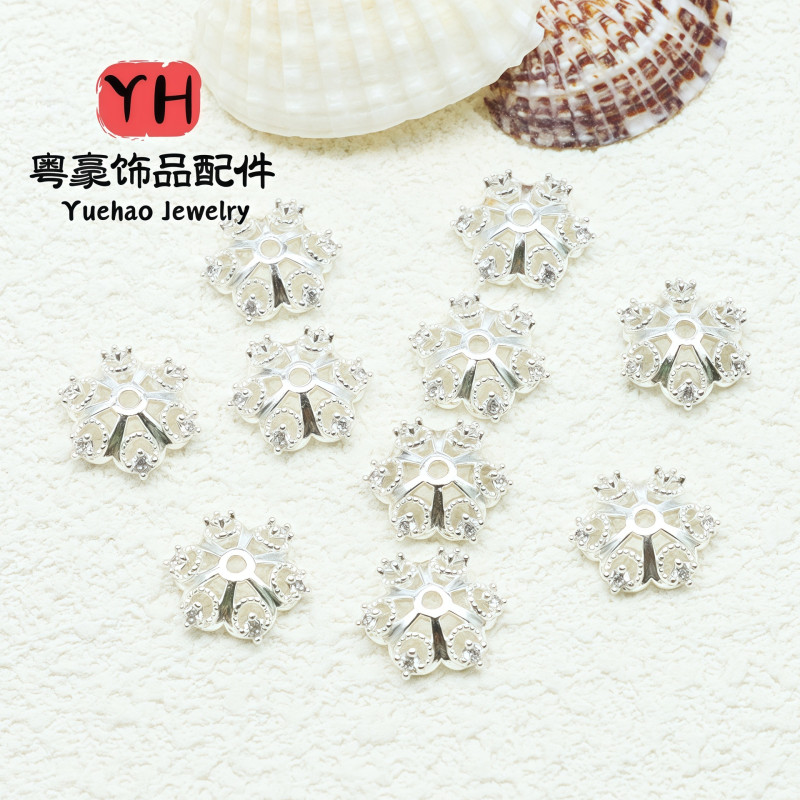 14k Gold-filled Flower Tray, Micro-paved Snowflakes, Diy Jewelry Accessories, Spacers
