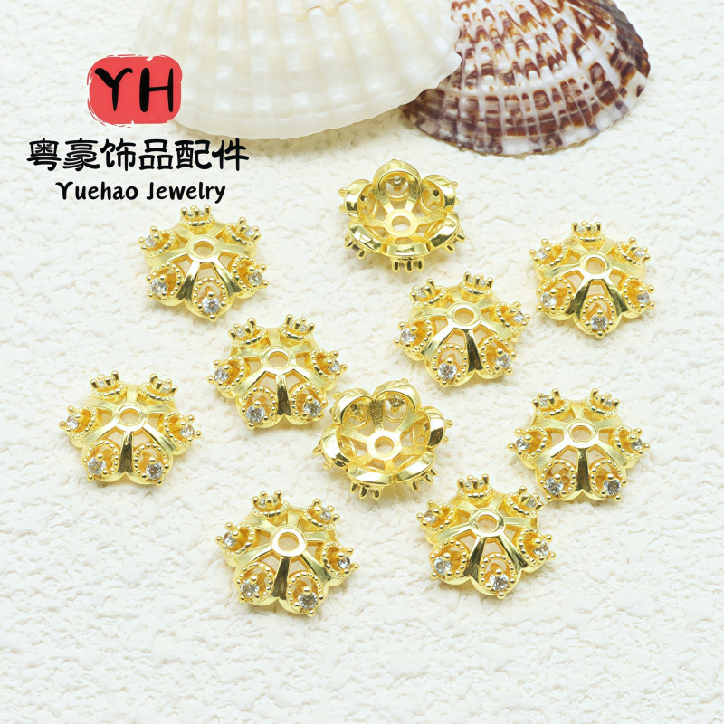 14k Gold-filled Flower Tray, Micro-paved Snowflakes, Diy Jewelry Accessories, Spacers