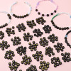 4x7mm Acrylic Black Background Gold Letter Beads Flat Round Handmade Educational Diy