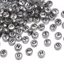 4x7mm Acrylic Black Background Gold Letter Beads Flat Round Handmade Educational Diy