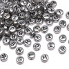 4x7mm Acrylic Black Background Gold Letter Beads Flat Round Handmade Educational Diy
