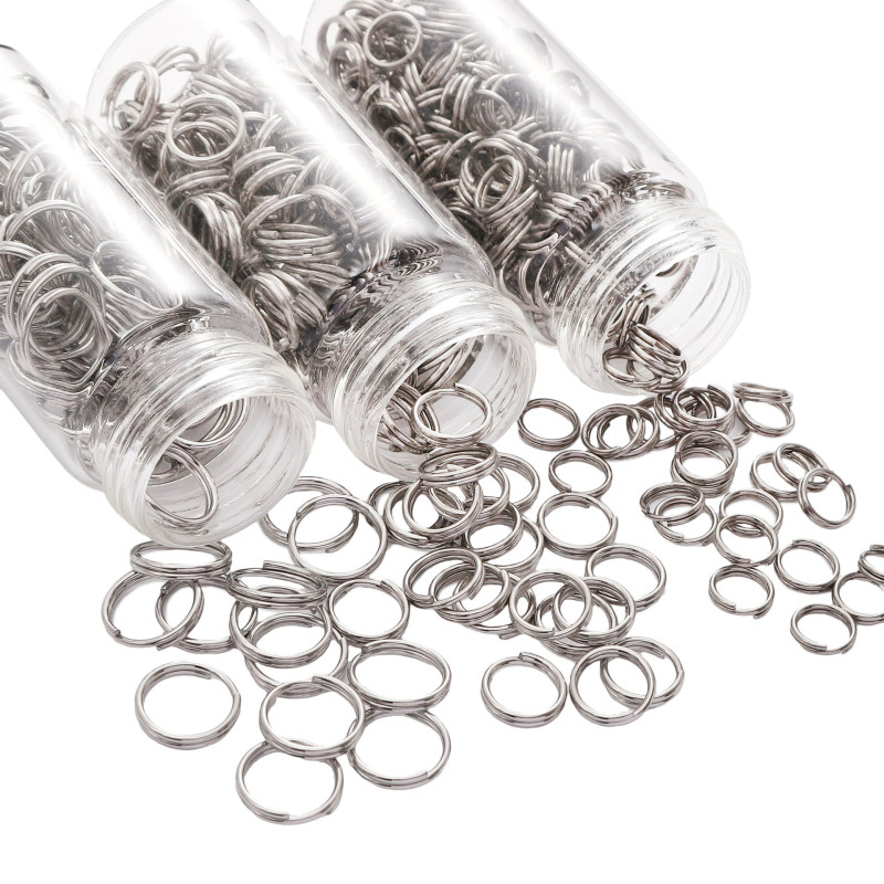 Stainless Steel Double Circle Flat Keychain Accessories Metal Small Terry Diy Bracelet