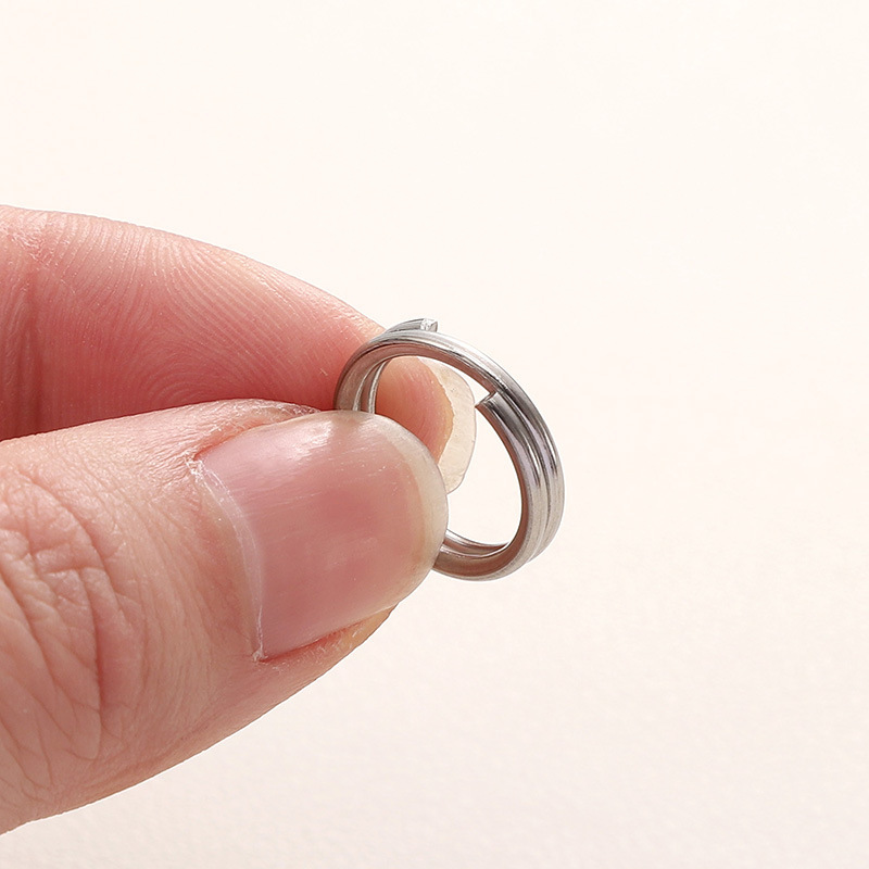 Stainless Steel Double Circle Flat Keychain Accessories Metal Small Terry Diy Bracelet