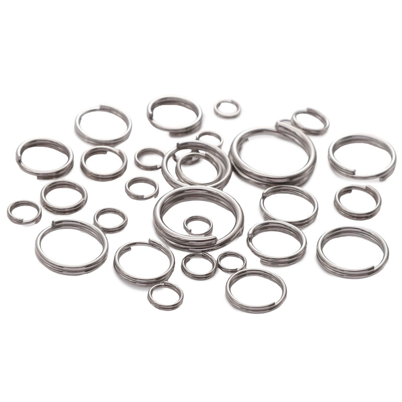 Stainless Steel Double Circle Flat Keychain Accessories Metal Small Terry Diy Bracelet