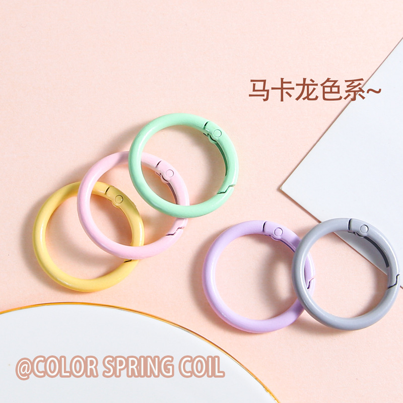 Colored Zinc Alloy Round 33mm Spring Ring Keychain Accessories Mobile Phone Chain Bag