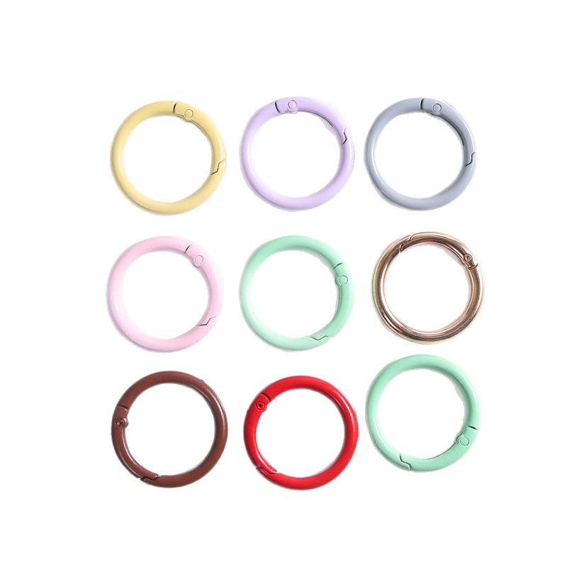 Colored Zinc Alloy Round 33mm Spring Ring Keychain Accessories Mobile Phone Chain Bag