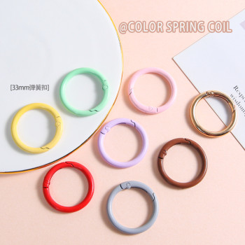 Colored Zinc Alloy Round 33mm Spring Ring Keychain Accessories Mobile Phone Chain Bag